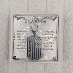 American Flag Dog Tag For Grandpa Best Grandpa Ever